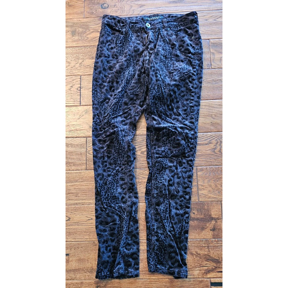 Liverpool Los Angeles Women 4 Ankle Skinny Jeans Black Velvet Leopard 28 x 30 - Picture 1 of 4